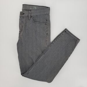 𝅺J. Crew Toothpick Black and White Striped Jeans, Size 28